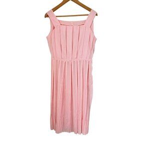 Vintage PALM FASHIONS Florida Pink Pleated Sleeveless Dress Women's Size 16
